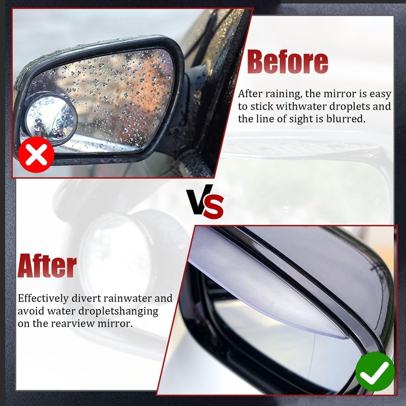 Pincuttee 2PC Side Mirror Visor Rain Guards,Car Rear View Mirror Rain Cover,Silicone Rain Shield,Mirror Cover Rubber Visor Guard(Transparent,2Pack) - Image 3